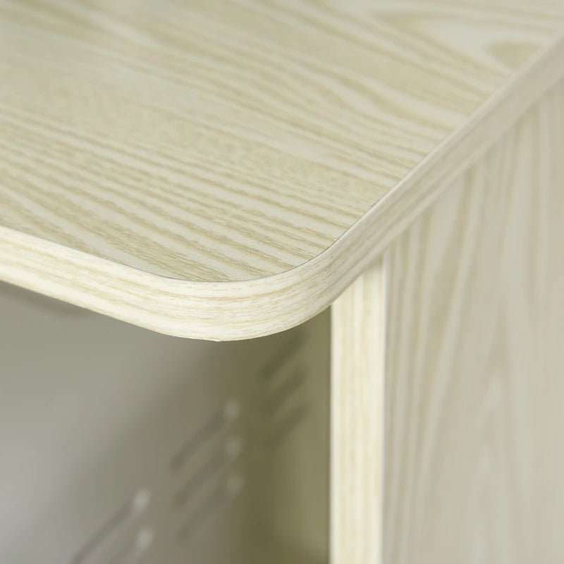 Modern Oak Kitchen Storage Unit - Microwave Stand Trolley Cart with Locking Wheels & Shelf for Living Room/Dining Room