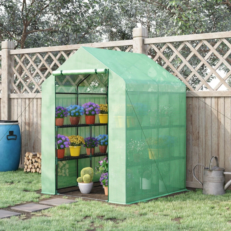 Green Garden Polytunnel with Shelves - 143x138x190cm