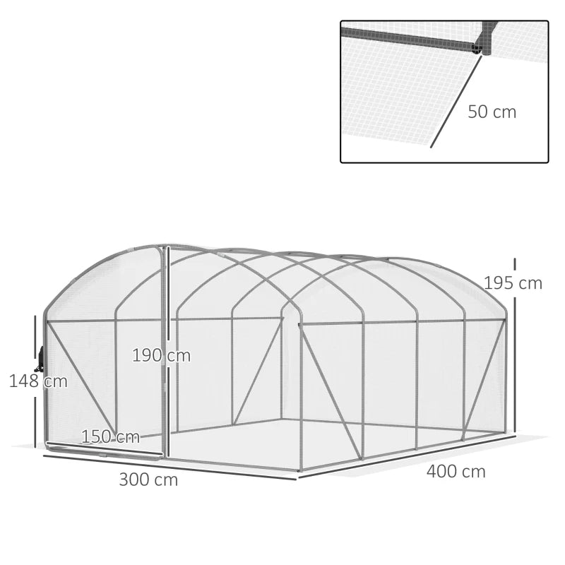 Greenhouse Walk-in Grow House with UV-Resistant Cover, White, 4x3x2m