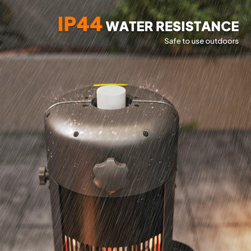 Electric Patio Heater for Umbrellas - 2000W Outdoor Parasol Heater with 2 Heat Settings, 6m Coverage, Tip-Over Protection, Black