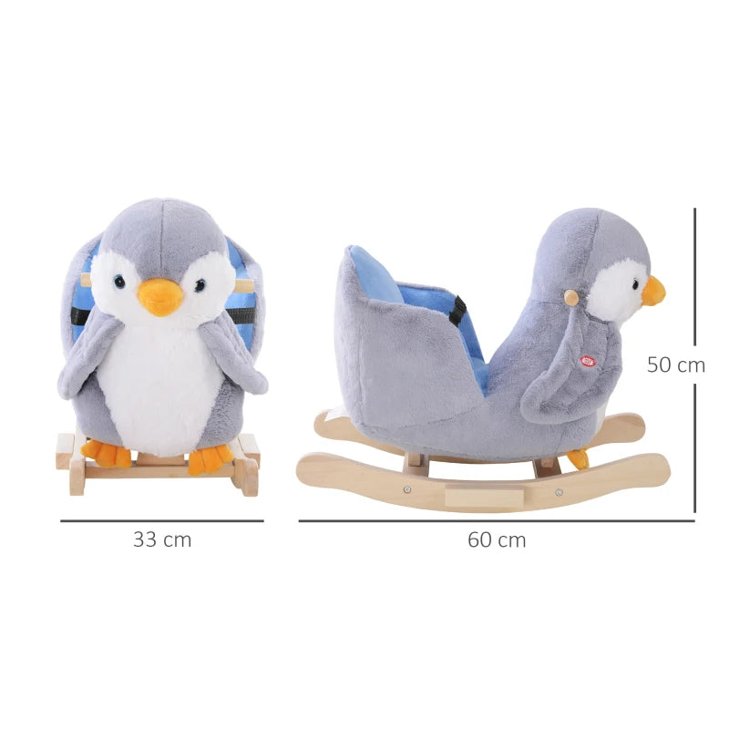 Kids Plush Musical Rocking Horse Penguin - 32 Songs, Soft Toy Rocker for Children 18+ Months - Fun & Safe!