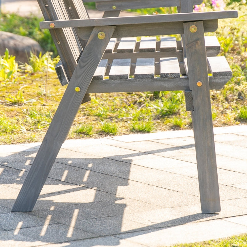 Grey Steel 2-Seater Antique Loveseat Bench for Outdoor Spaces