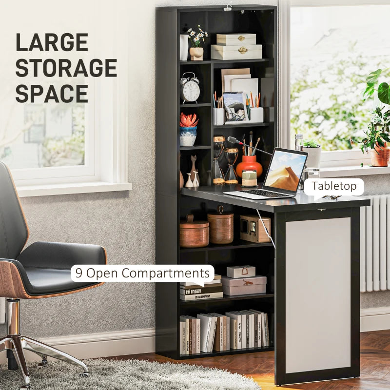 Modern Black Three-Part Work Desk with Storage and Writing Board - Stylish Home Office Furniture for Productivity