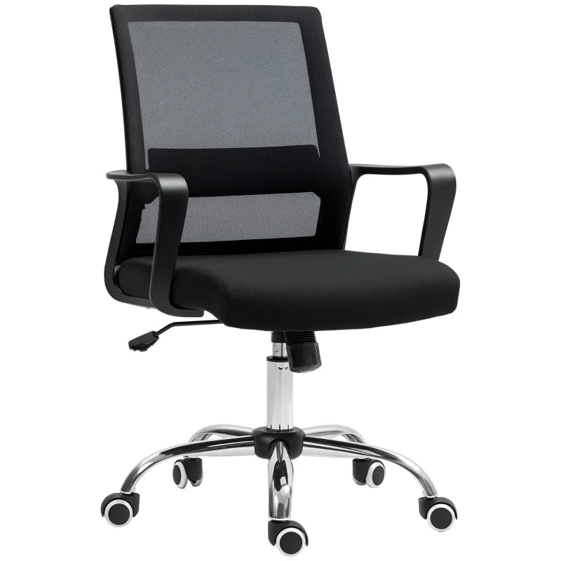 Vinsetto Ergonomic Mesh Back Office Chair with Wheels - Stylish Black Design for Comfort and Support in Home or Office