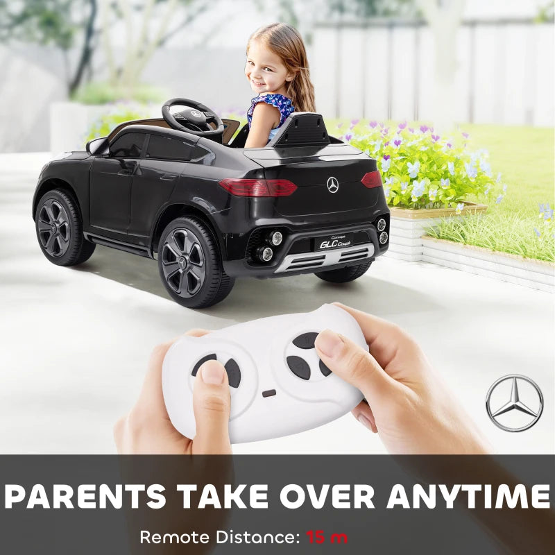 Licensed Mercedes-Benz GLC Kids Ride On Car Remote Control Soft Start MP3 LED Headlights Black