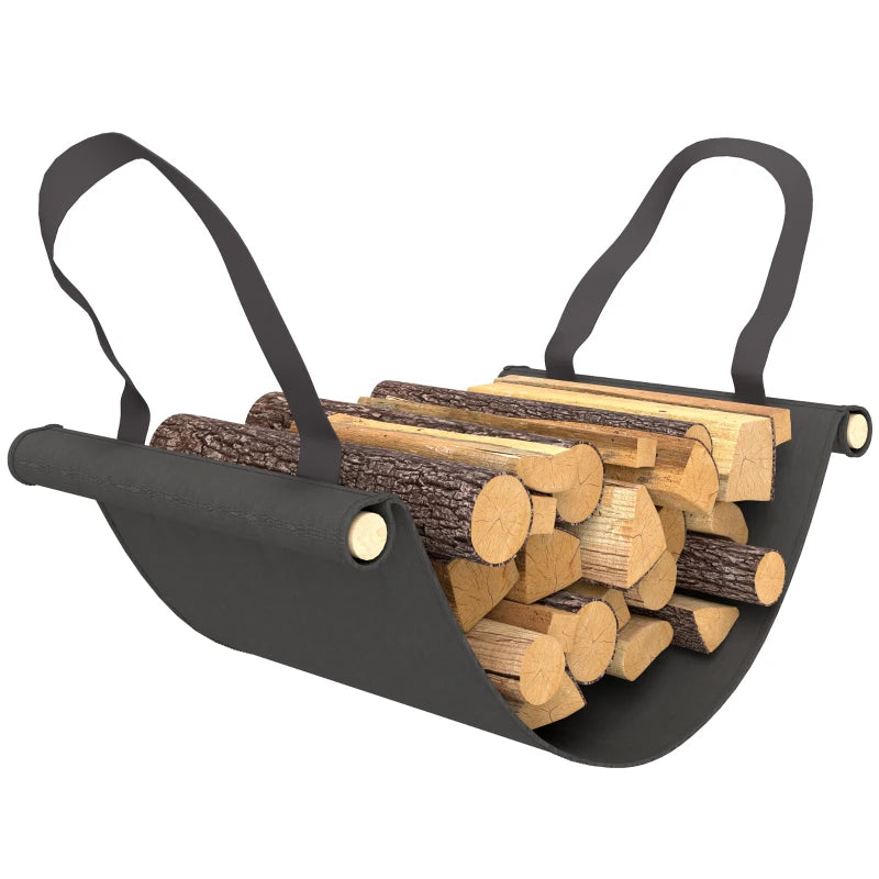 4ft Metal Firewood Rack with Canvas Carrier Bag and 600D Oxford Waterproof Cover