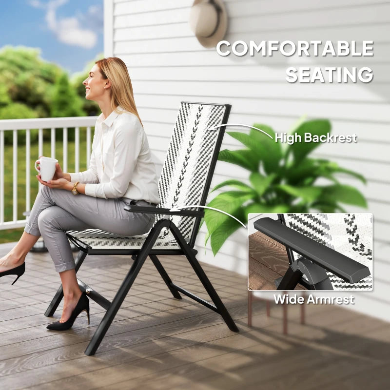 Set of 2 Grey Rattan Reclining Garden Chairs - Stylish Outdoor Seating for Patio, Deck, or Balcony