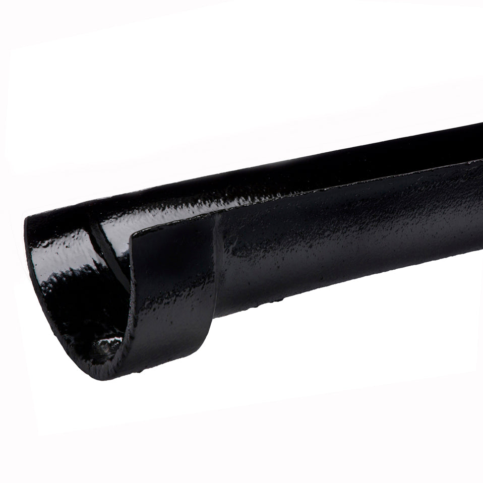 Hargreaves Cast Iron 100x75mm Deep Half Round Gutter 1829mm  - Painted Black