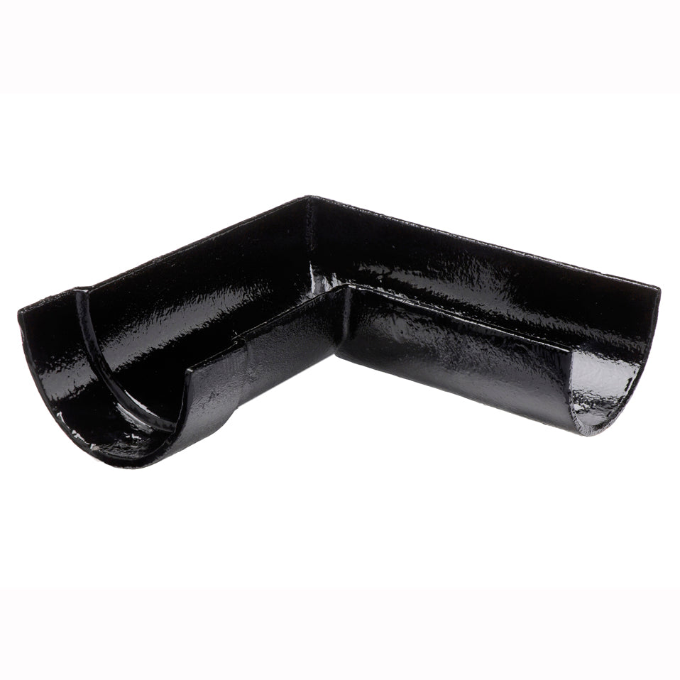Hargreaves Cast Iron 100x75mm Right Hand Deep Half Round Square Angle  - Painted Black