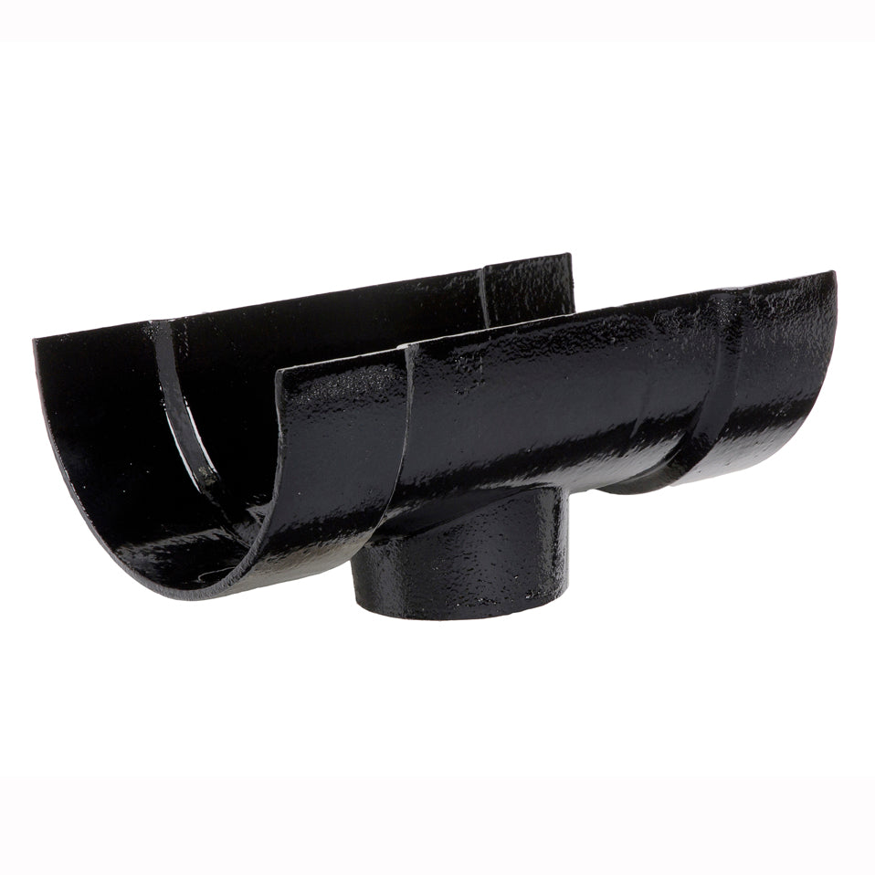Hargreaves Cast Iron 100x75mm Deep Half Round 75mm Nozzle  - Painted Black