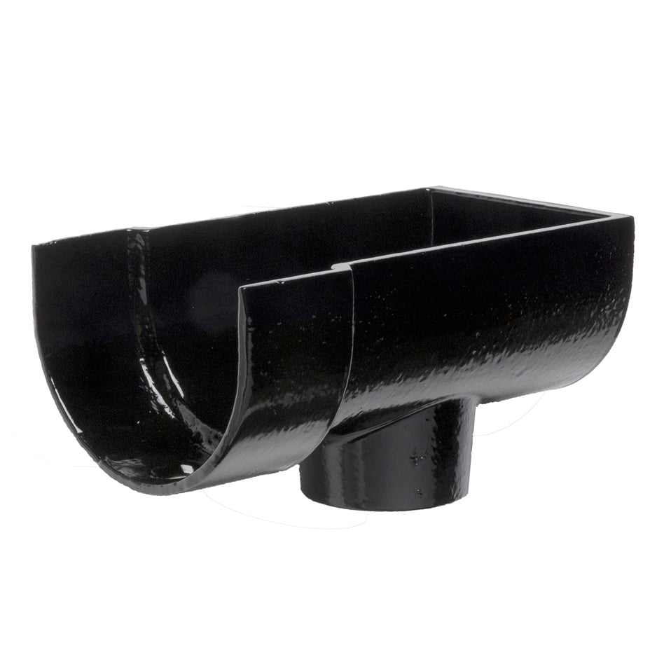Hargreaves Cast Iron 100x75mm External Deep Half Round 75mm Dropend Outlet   - Painted Black