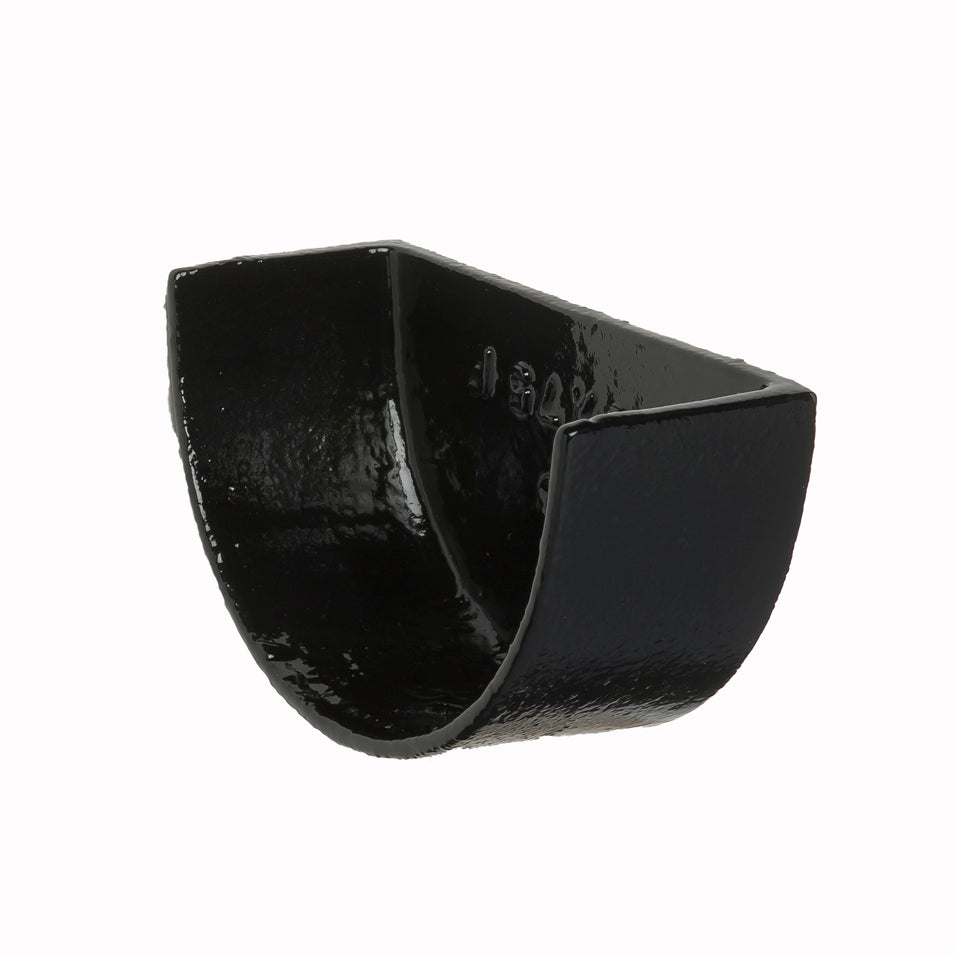 Hargreaves Cast Iron 100x75mm External Deep Half Round Stopend  - Painted Black