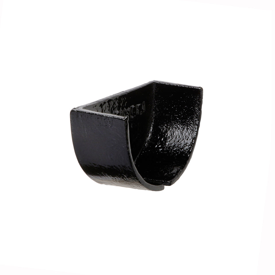 Hargreaves Cast Iron 100x75mm Internal Deep Half Round Stopend  - Painted Black