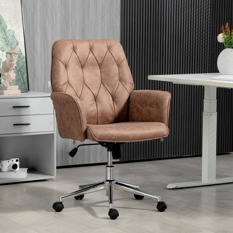 Vinsetto Height Adjustable Microfibre Office Desk Chair with Armrests & Swivel - Stylish Vanity Chair for Home & Coffee Use