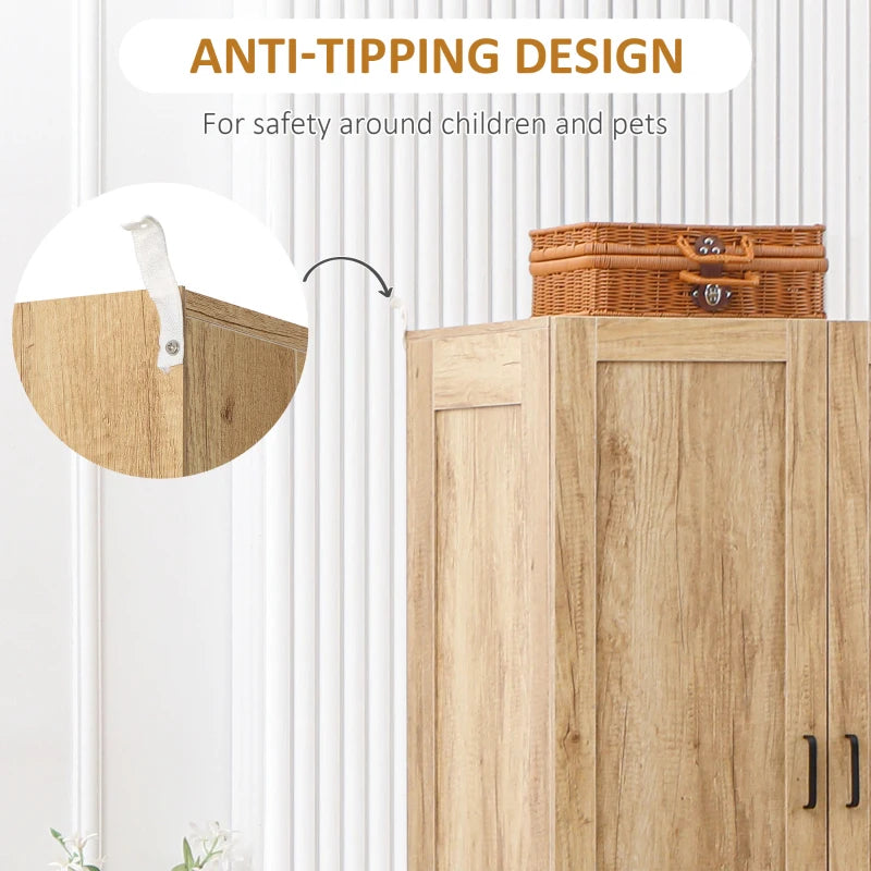 Modern 2 Door Wardrobe with Drawers and Hanging Rail for Stylish Bedroom Storage