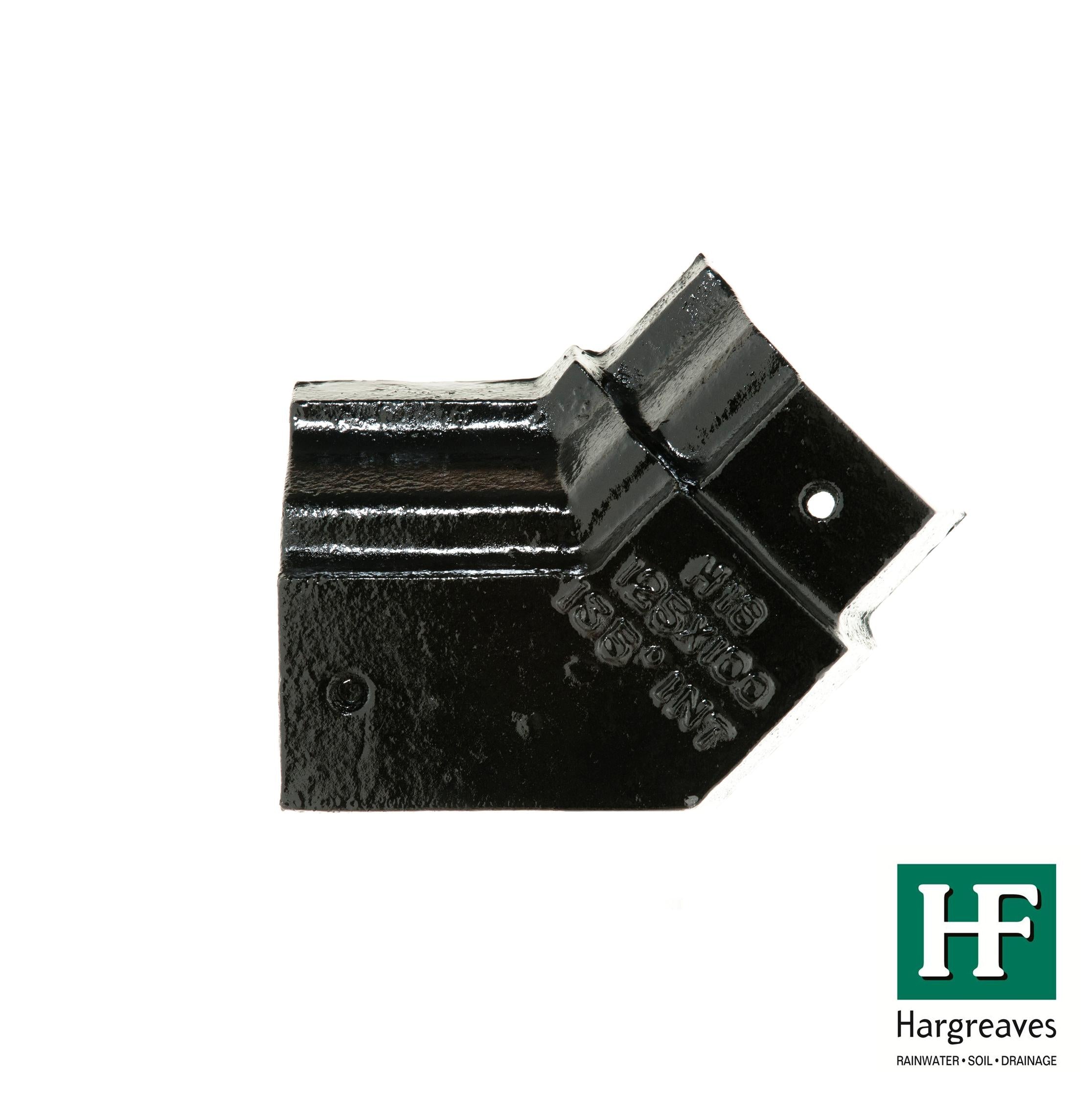 Hargreaves Cast Iron 125x100mm Internal H16 Obtuse Angle  - Painted Black