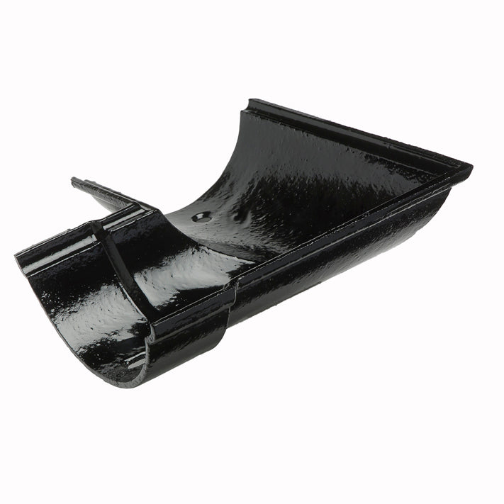 Hargreaves Cast Iron 100mm Left Hand Beaded Half Round Square Angle  - Painted Black