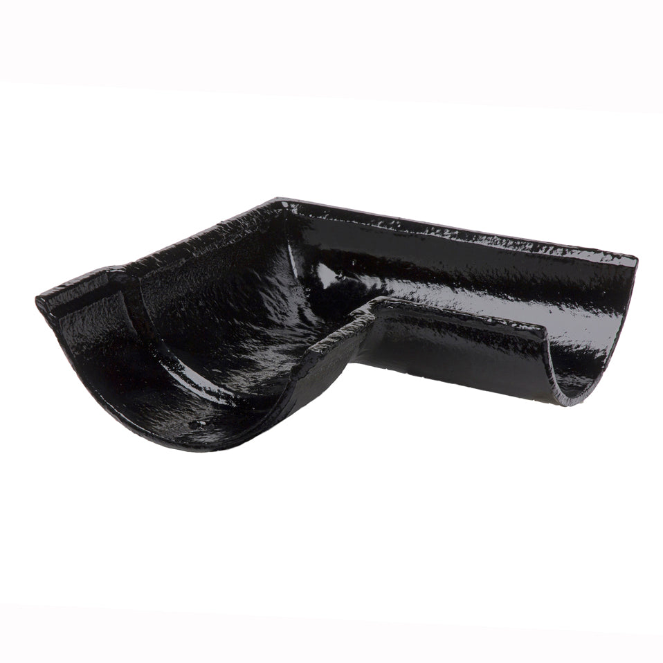 Hargreaves Cast Iron 100mm Right Hand Beaded Half Round Square Angle  - Painted Black