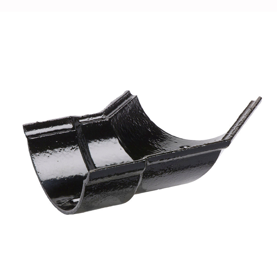 Hargreaves Cast Iron 100mm Left Hand Beaded Half Round Obtuse Angle  - Painted Black