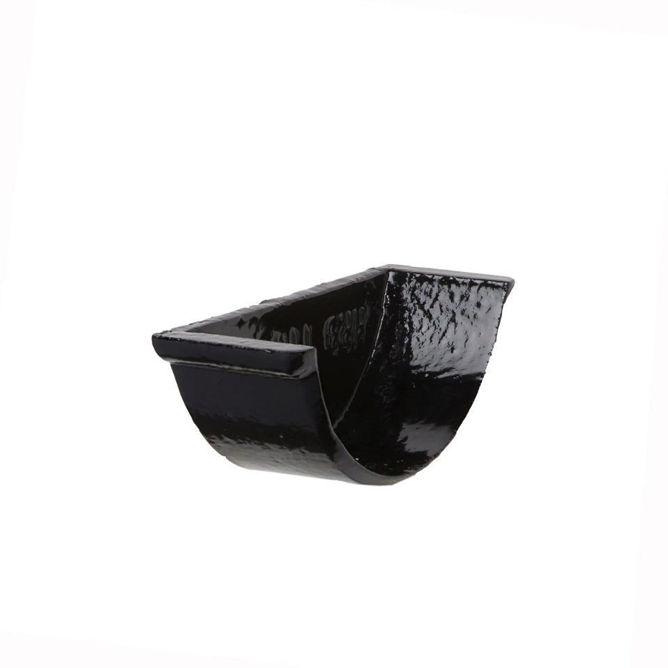 Hargreaves Cast Iron 100mm Internal Beaded Half Round Stopend  - Painted Black