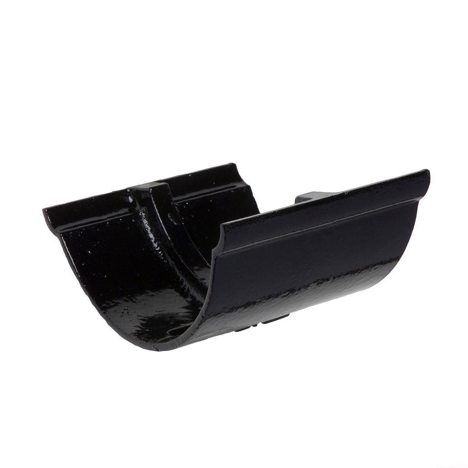 Hargreaves Cast Iron 100mm Beaded Half Round Union Clip  - Painted Black