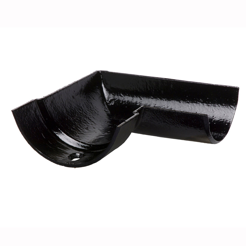 Hargreaves Cast Iron 100mm Right Hand Plain Half Round Square Angle  - Painted Black