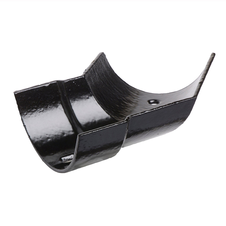 Hargreaves Cast Iron 100mm Left Hand Plain Half Round Obtuse Angle  - Painted Black