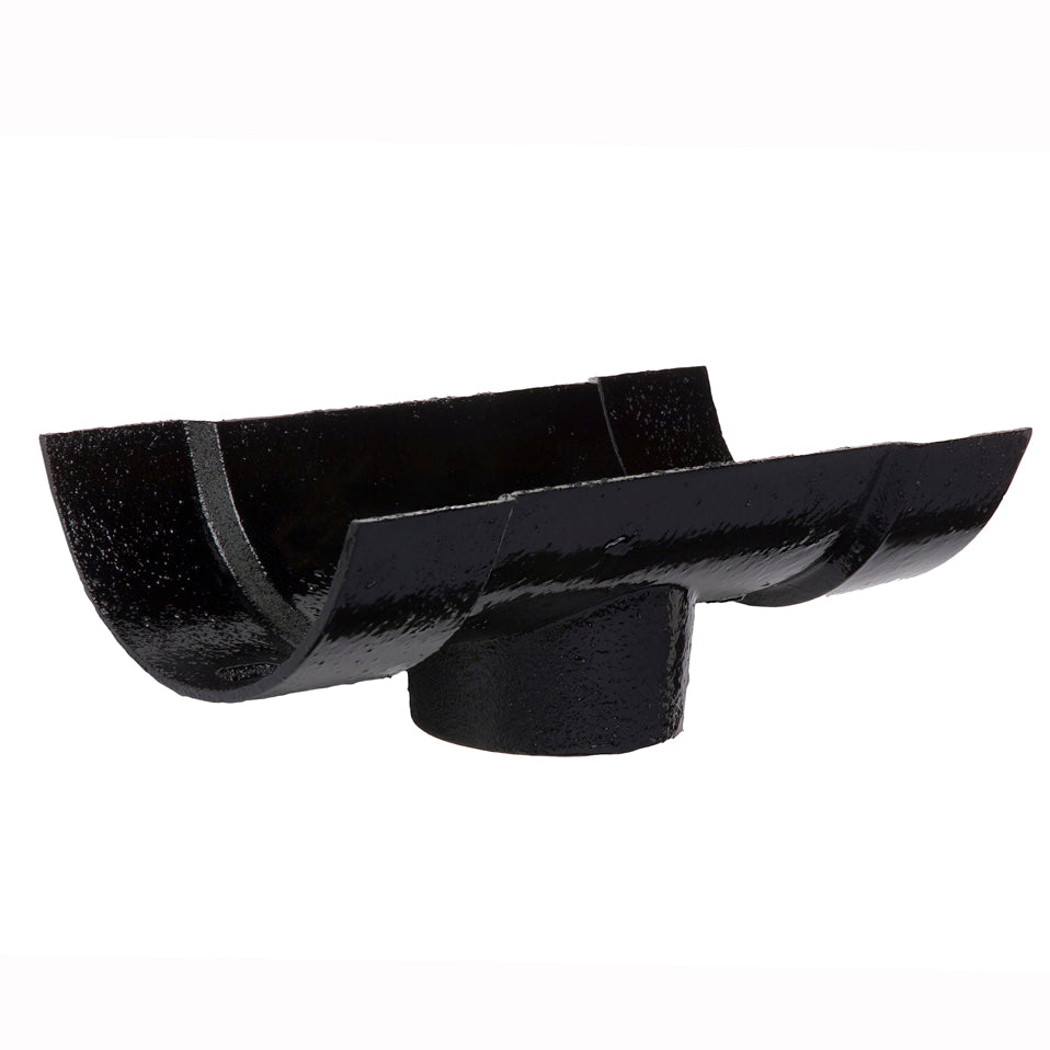 Hargreaves Cast Iron 100mm Plain Half Round 75mm Nozzle  - Painted Black