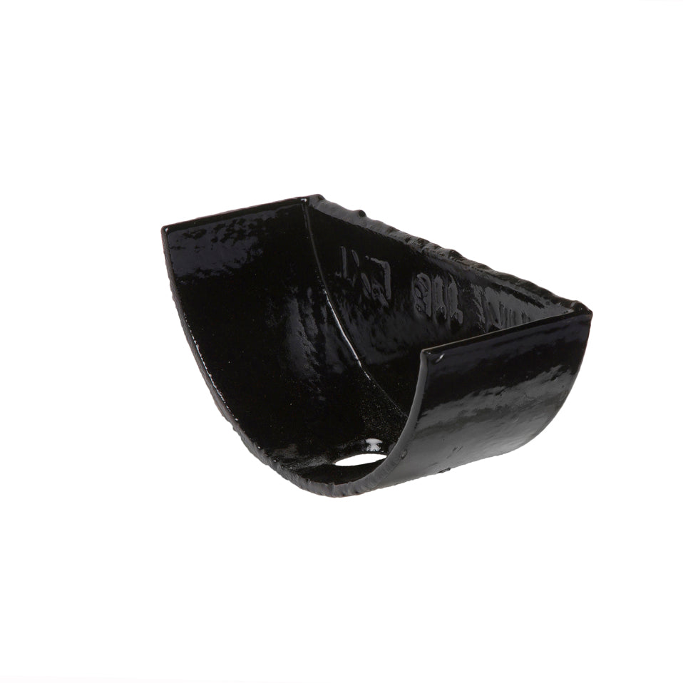 Hargreaves Cast Iron 100mm External Plain Half Round Stopend  - Painted Black