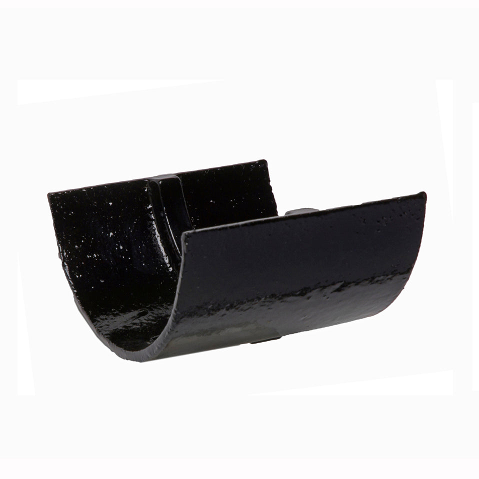Hargreaves Cast Iron 100mm Plain Half Round Union Clip  - Painted Black