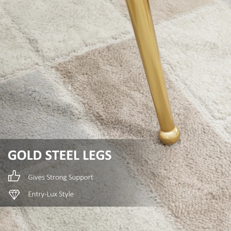 Set of 2 Velvet Upholstered Dining Chairs with Gold Metal Legs, Stylish Lounge Chairs for Kitchen and Living Room, Green