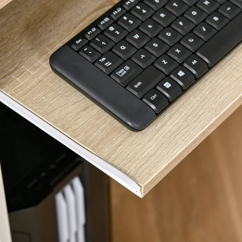 80cm Compact Computer Desk with Keyboard Tray & Drawer - Stylish Oak Home Office Desk for Bedroom Study