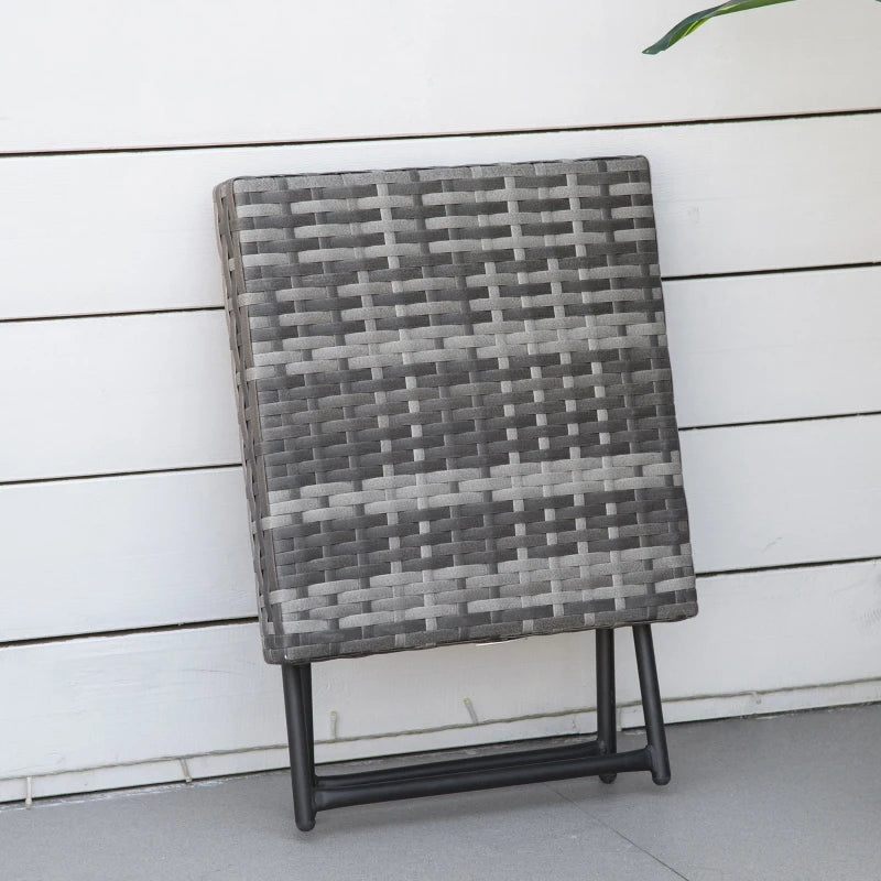 Grey Square Wicker Rattan Folding Table