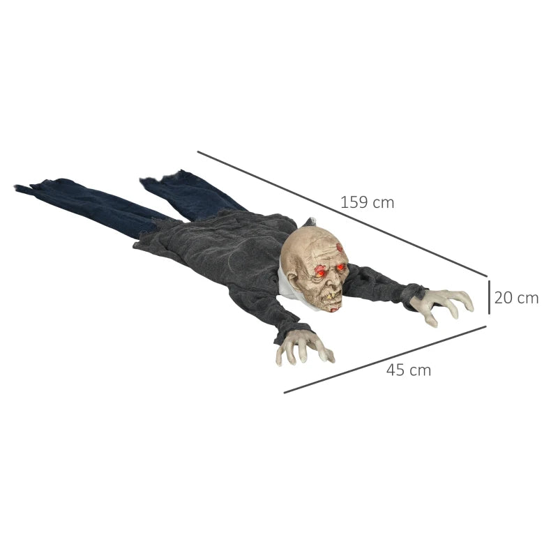 5.2ft Life Size Animated Crawling Zombie Halloween Decoration - Motion Activated, Light Up Eyes, Howling Sound, Posable Arms