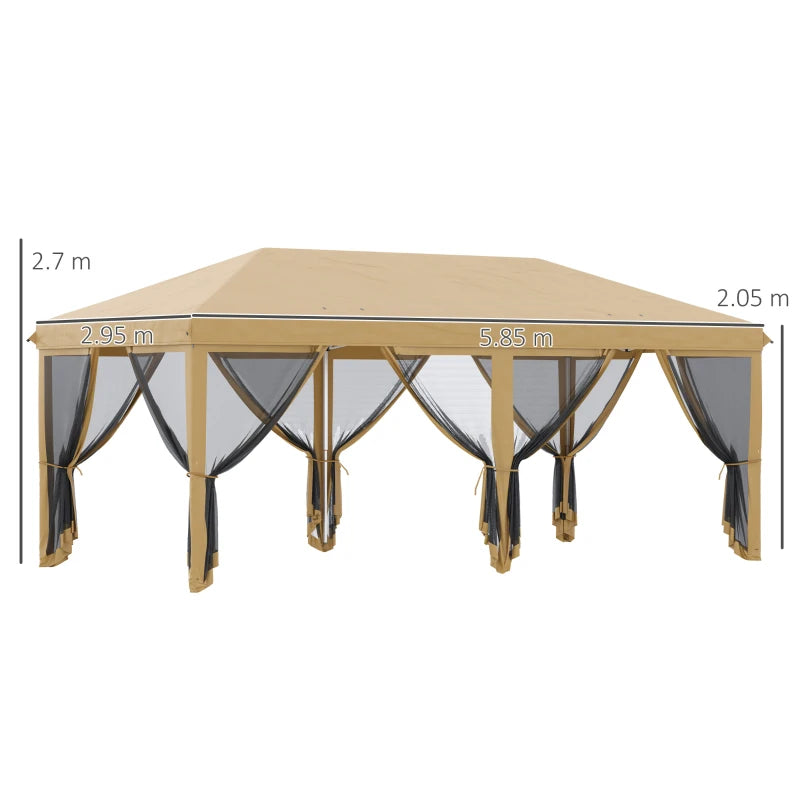 Beige 6m x 3m Pop Up Marquee Gazebo