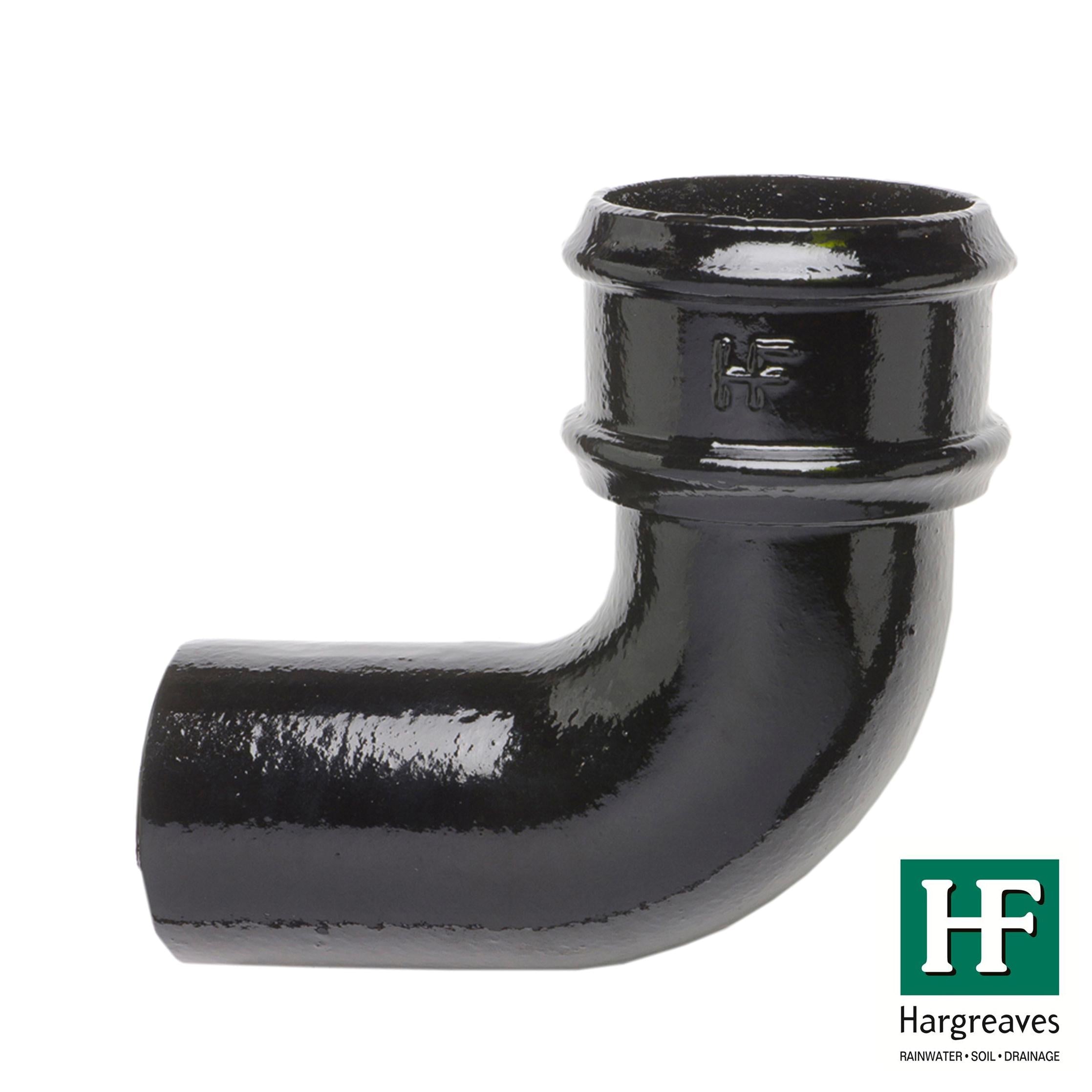 Hargreaves Cast Iron 65mm 92.5 Degree Rainwater Bend  - Painted Black