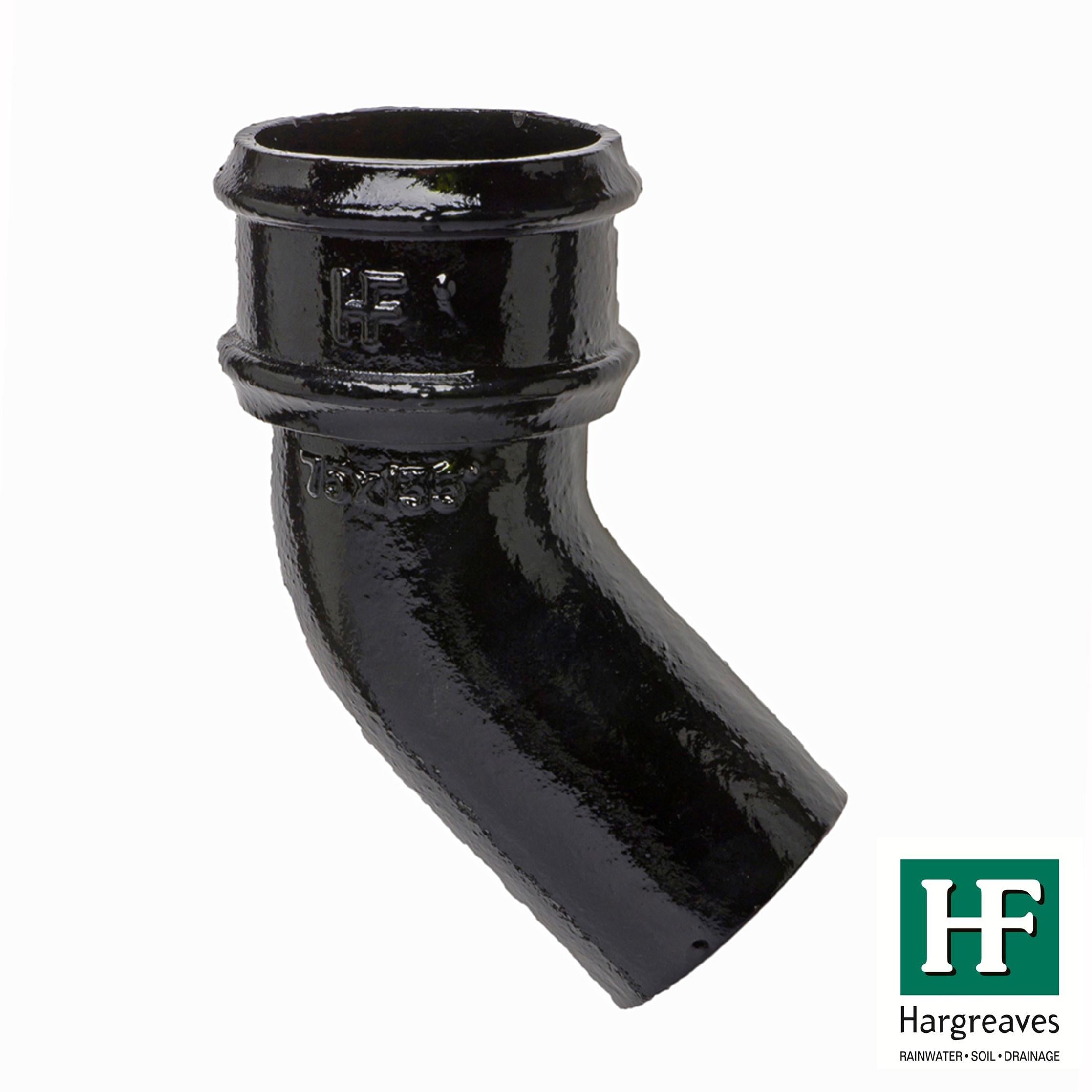 Hargreaves Cast Iron 100mm 135 Degree Rainwater Bend  - Painted Black
