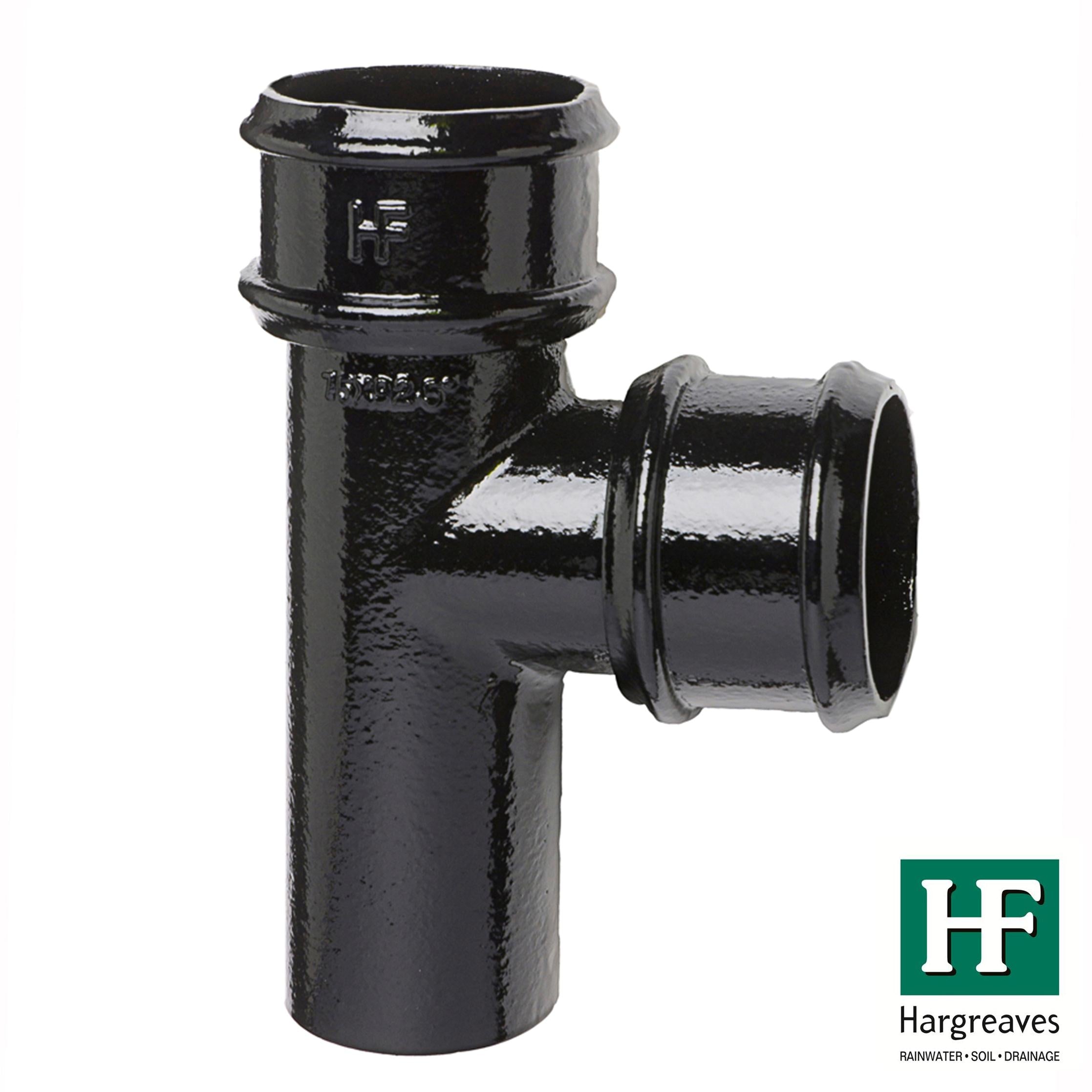 Hargreaves Cast Iron 100mm 92.5 Degree Rainwater Branch  - Painted Black