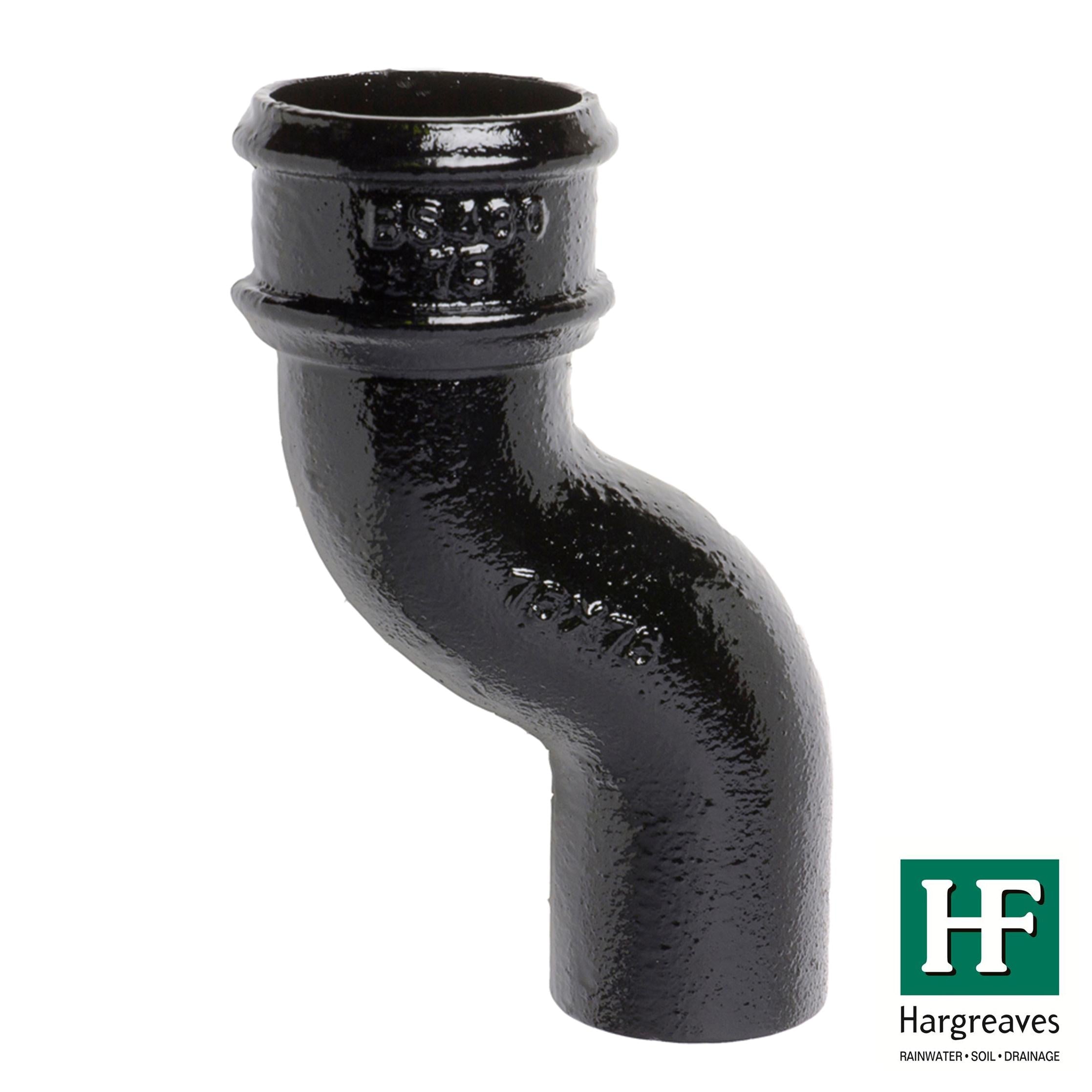 Hargreaves Cast Iron 100mm Rainwater Offset 75mm Projection  - Painted Black