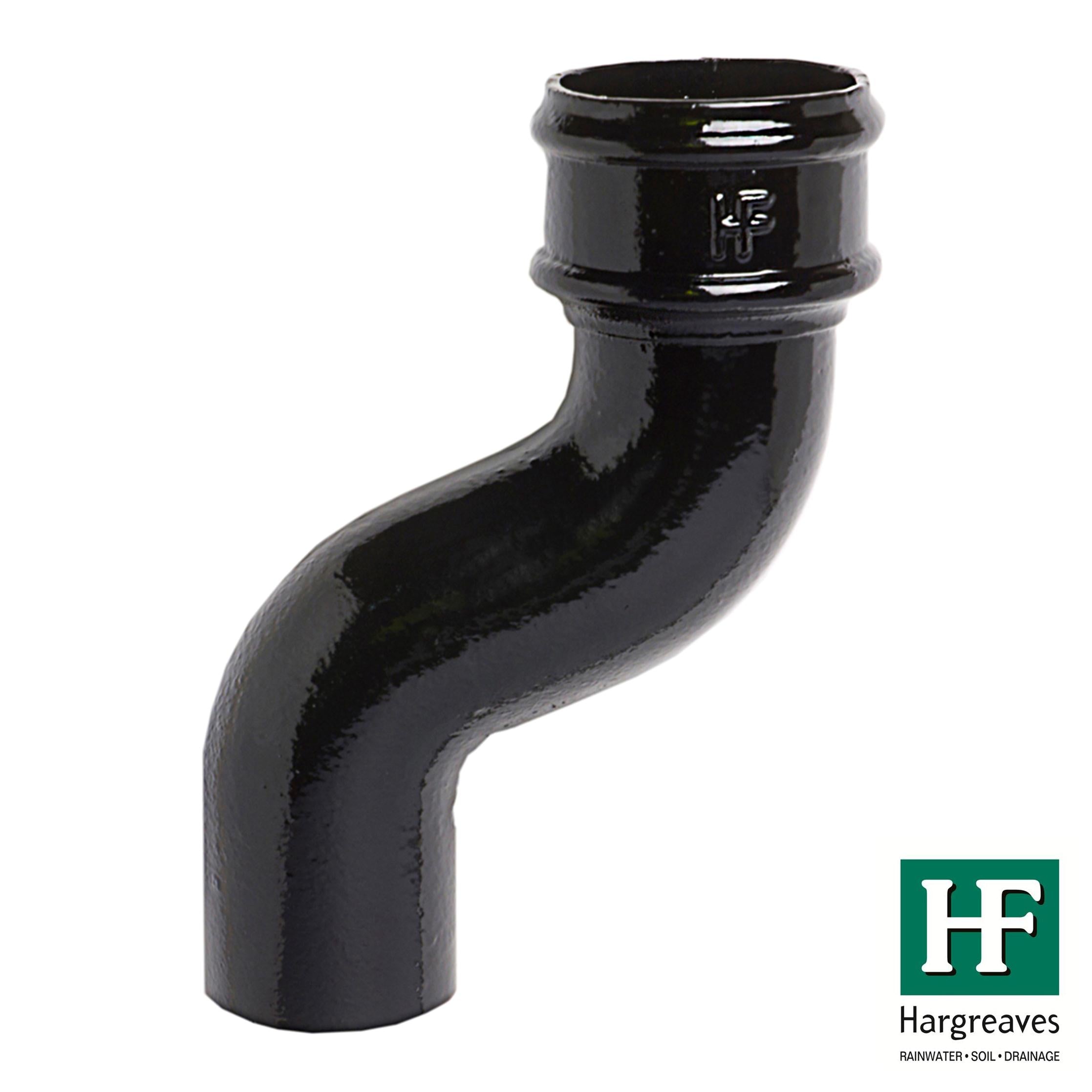 Hargreaves Cast Iron 100mm Rainwater Offset 115mm Projection  - Painted Black