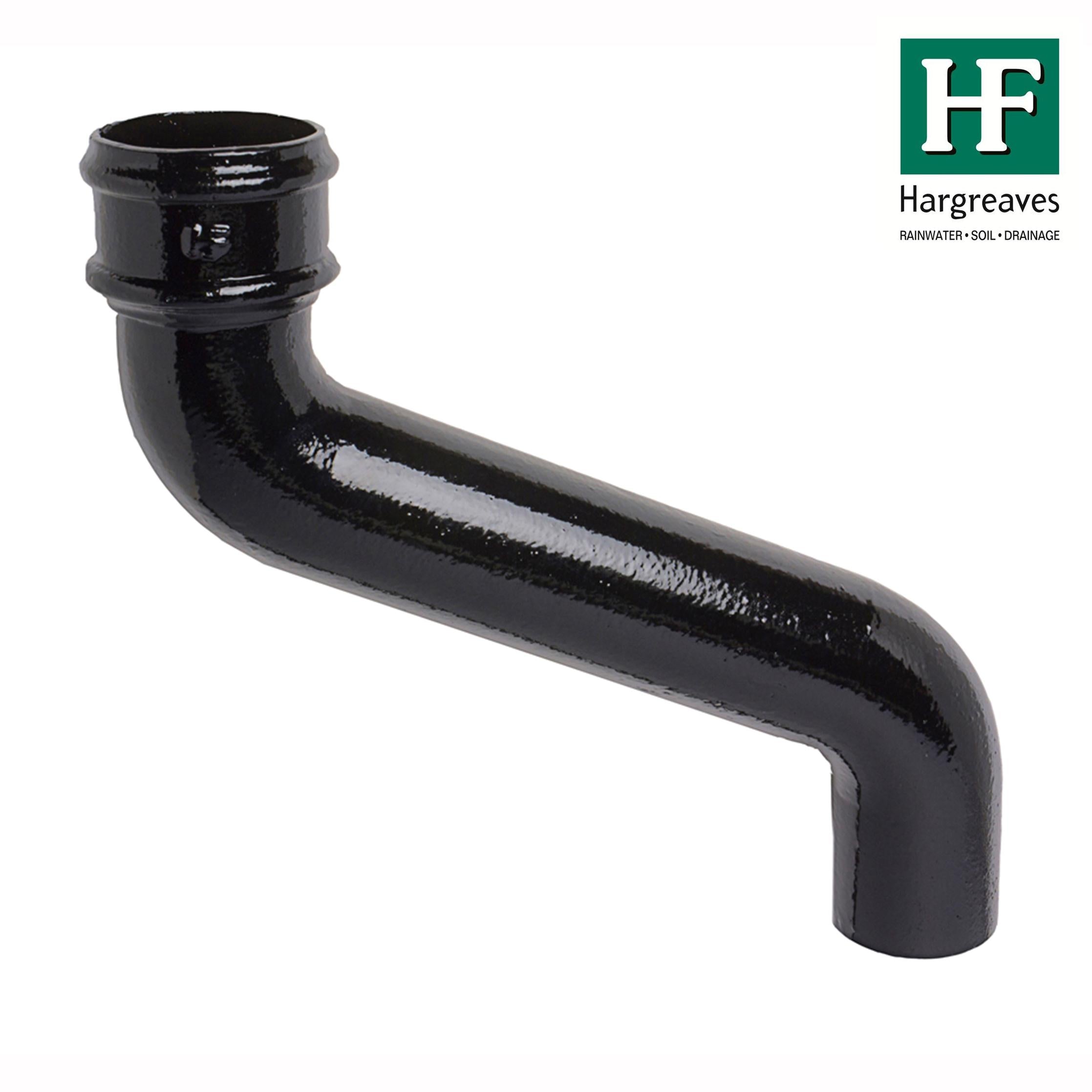 Hargreaves Cast Iron 100mm Rainwater Offset 305mm Projection  - Painted Black