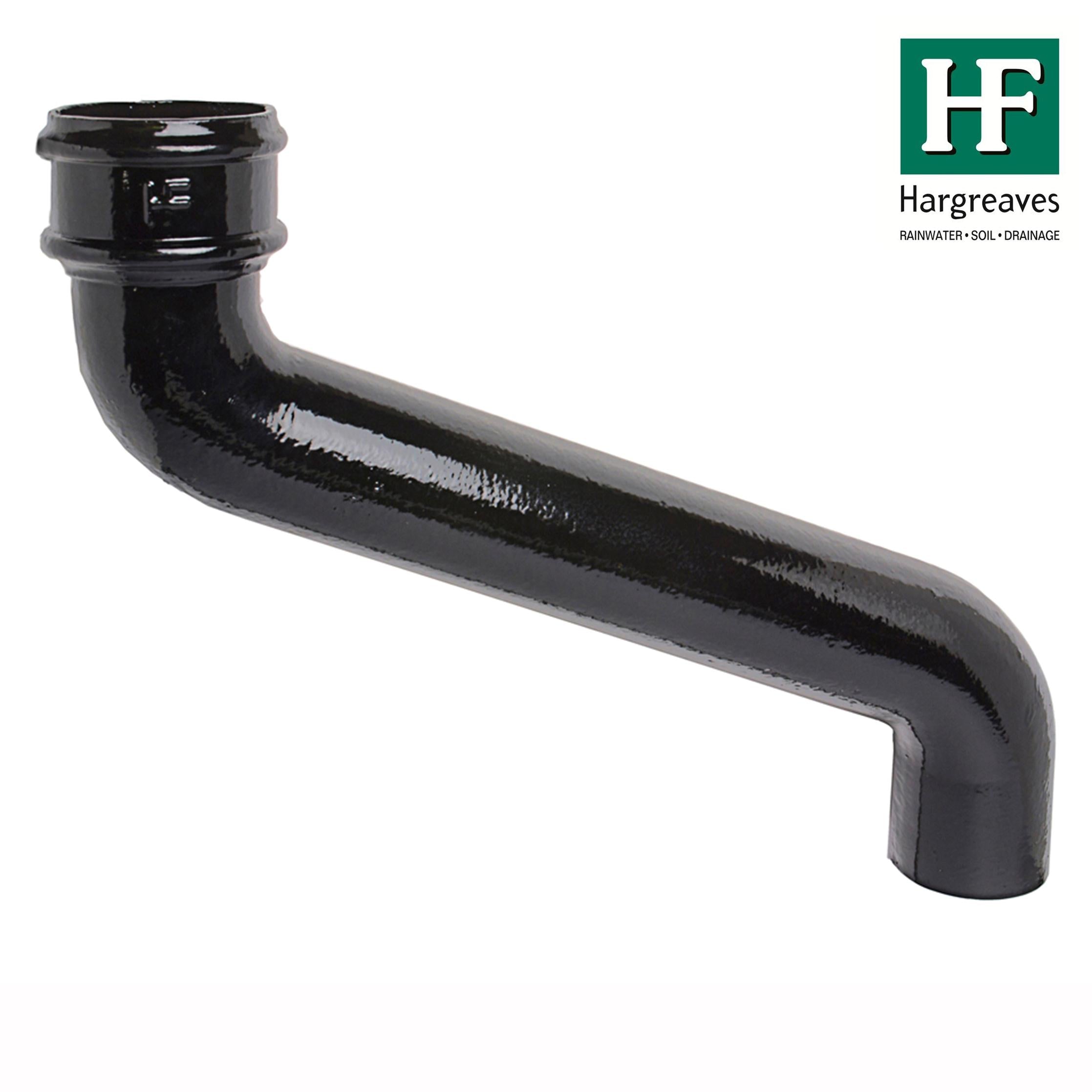 Hargreaves Cast Iron 100mm Rainwater Offset 380mm Projection  - Painted Black