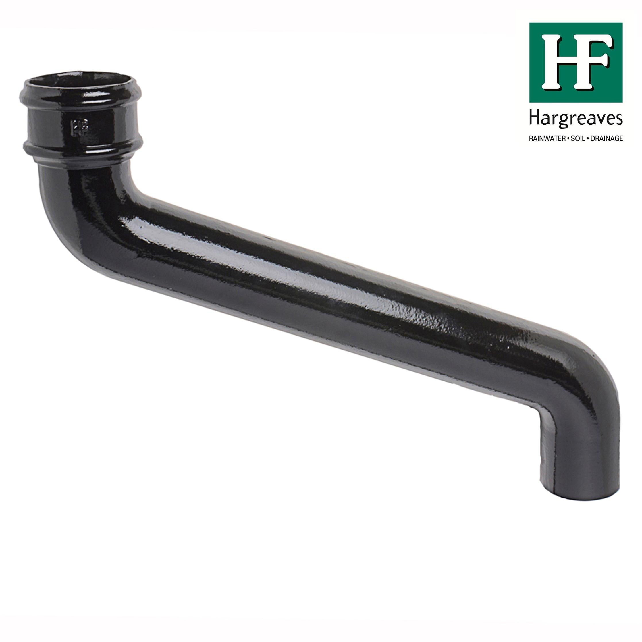 Hargreaves Cast Iron 75mm Rainwater Offset 457mm Projection  - Painted Black