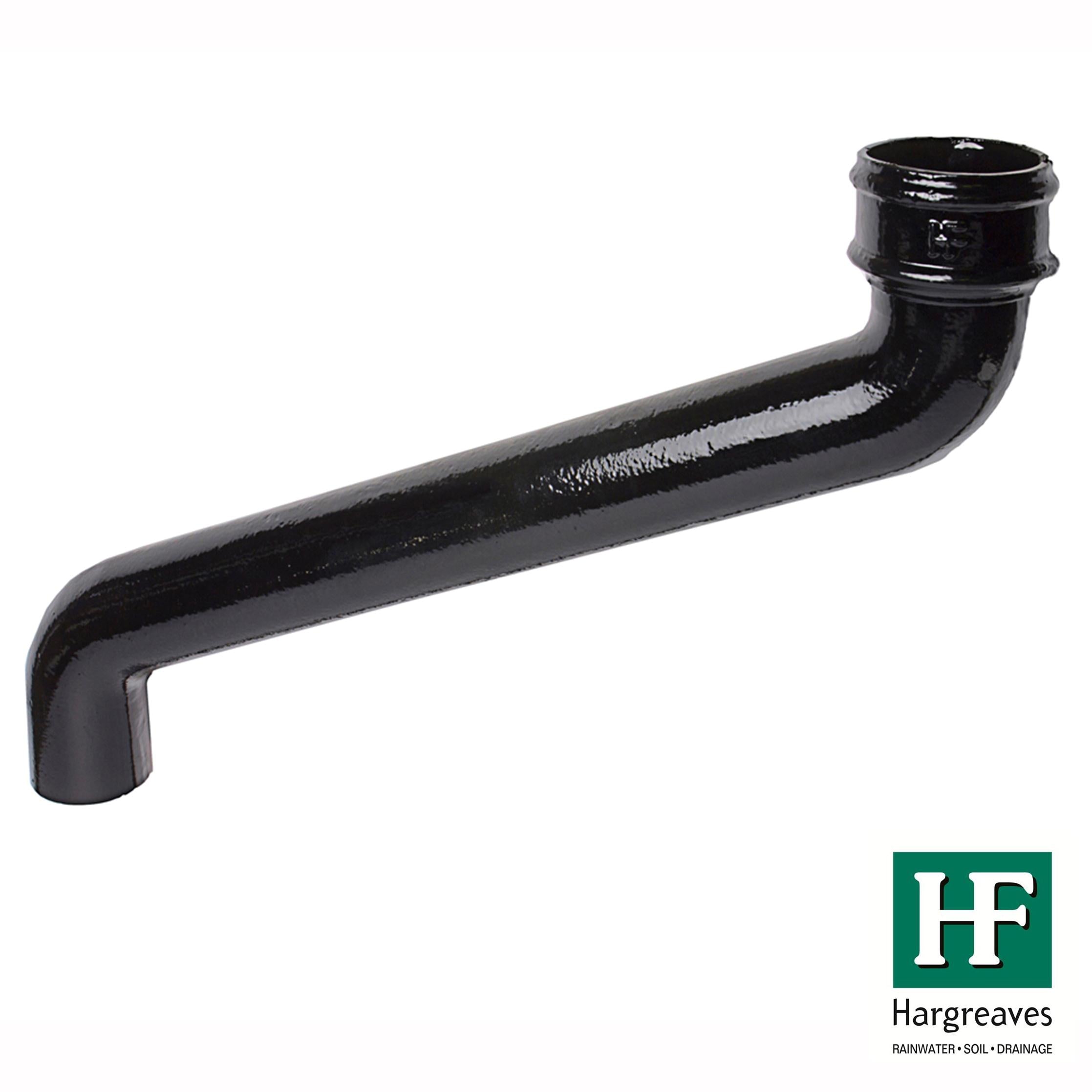 Hargreaves Cast Iron 65mm Rainwater Offset 533mm Projection  - Painted Black