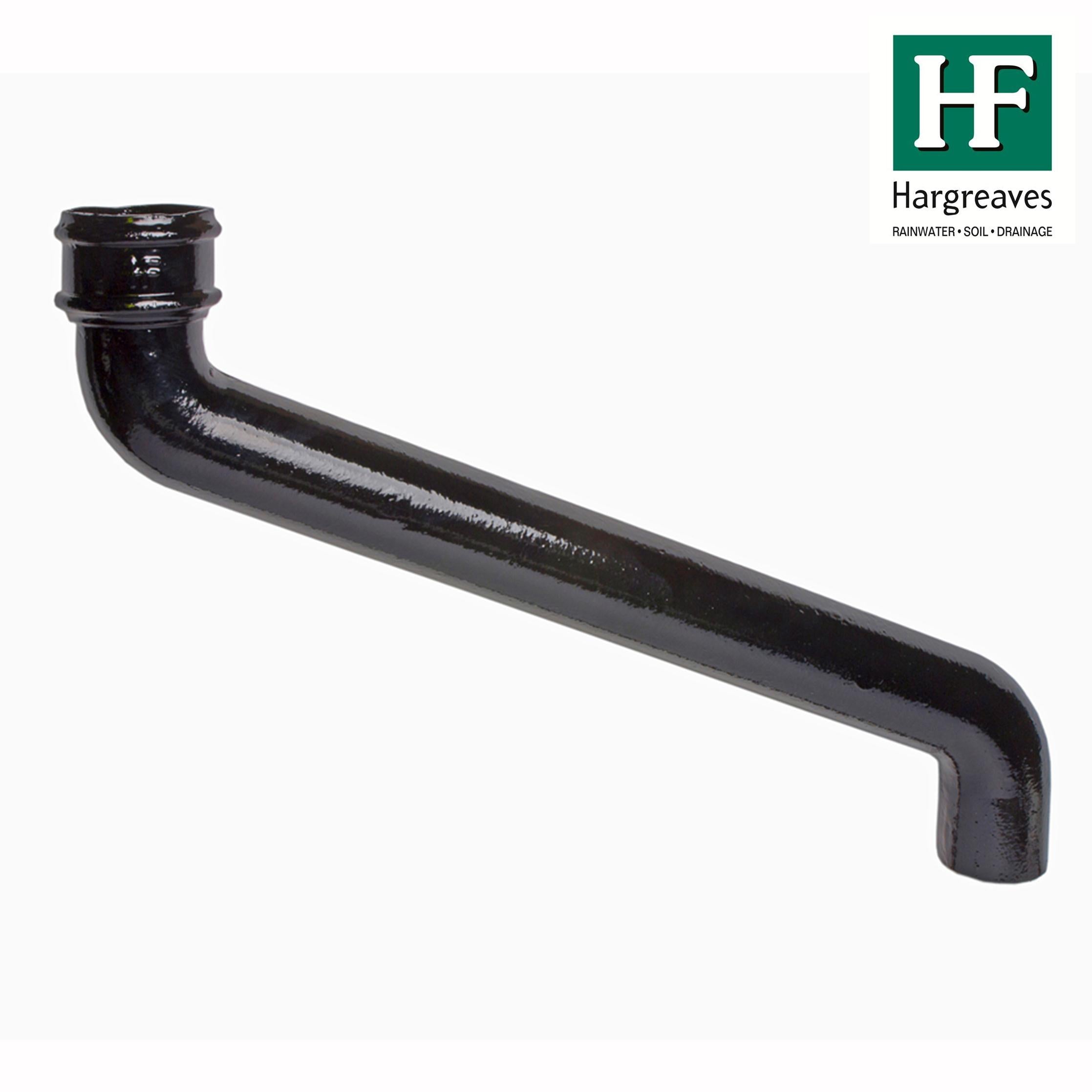 Hargreaves Cast Iron 100mm Rainwater Offset 610mm Projection  - Painted Black