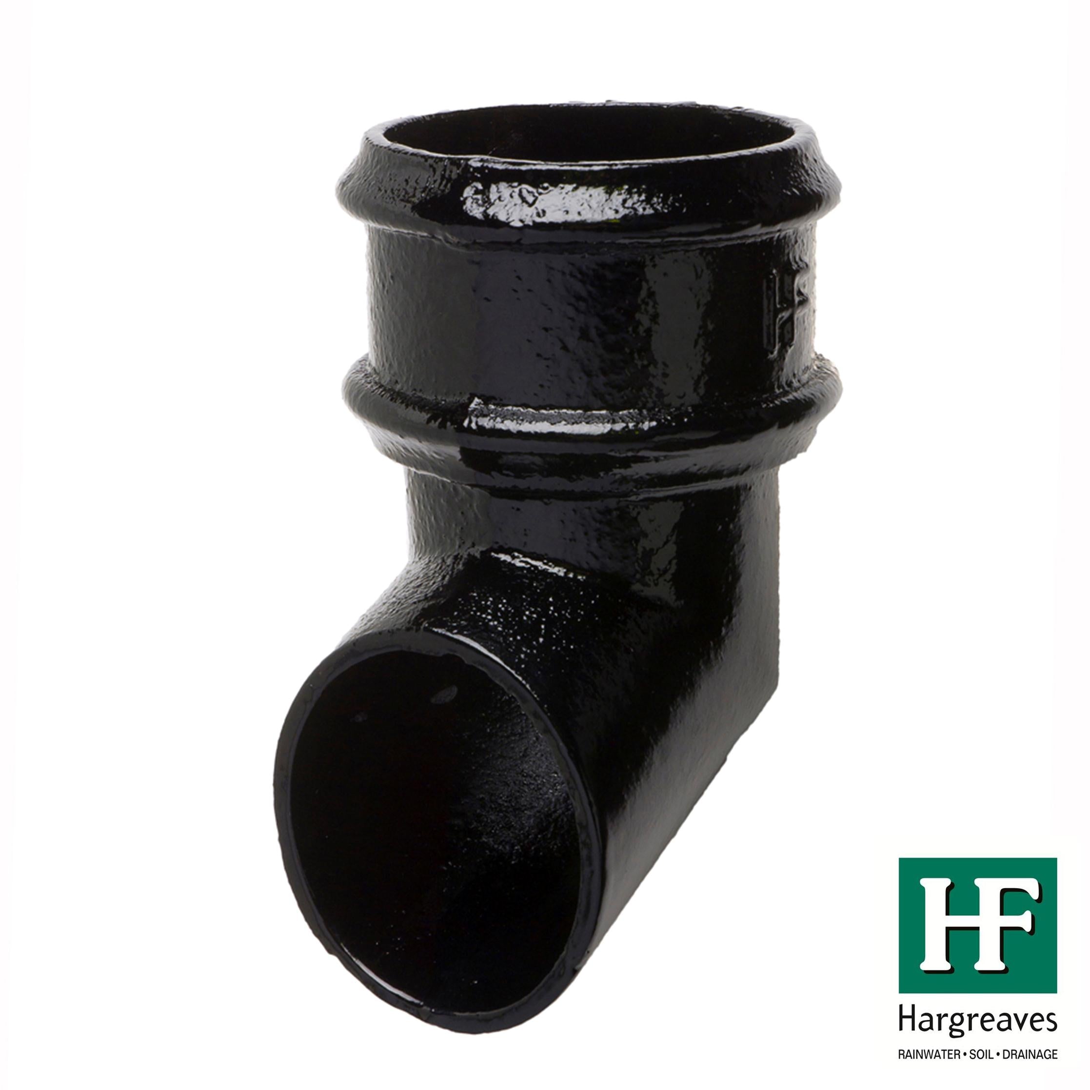 Hargreaves Cast Iron 100mm Plain Rainwater Shoe  - Painted Black