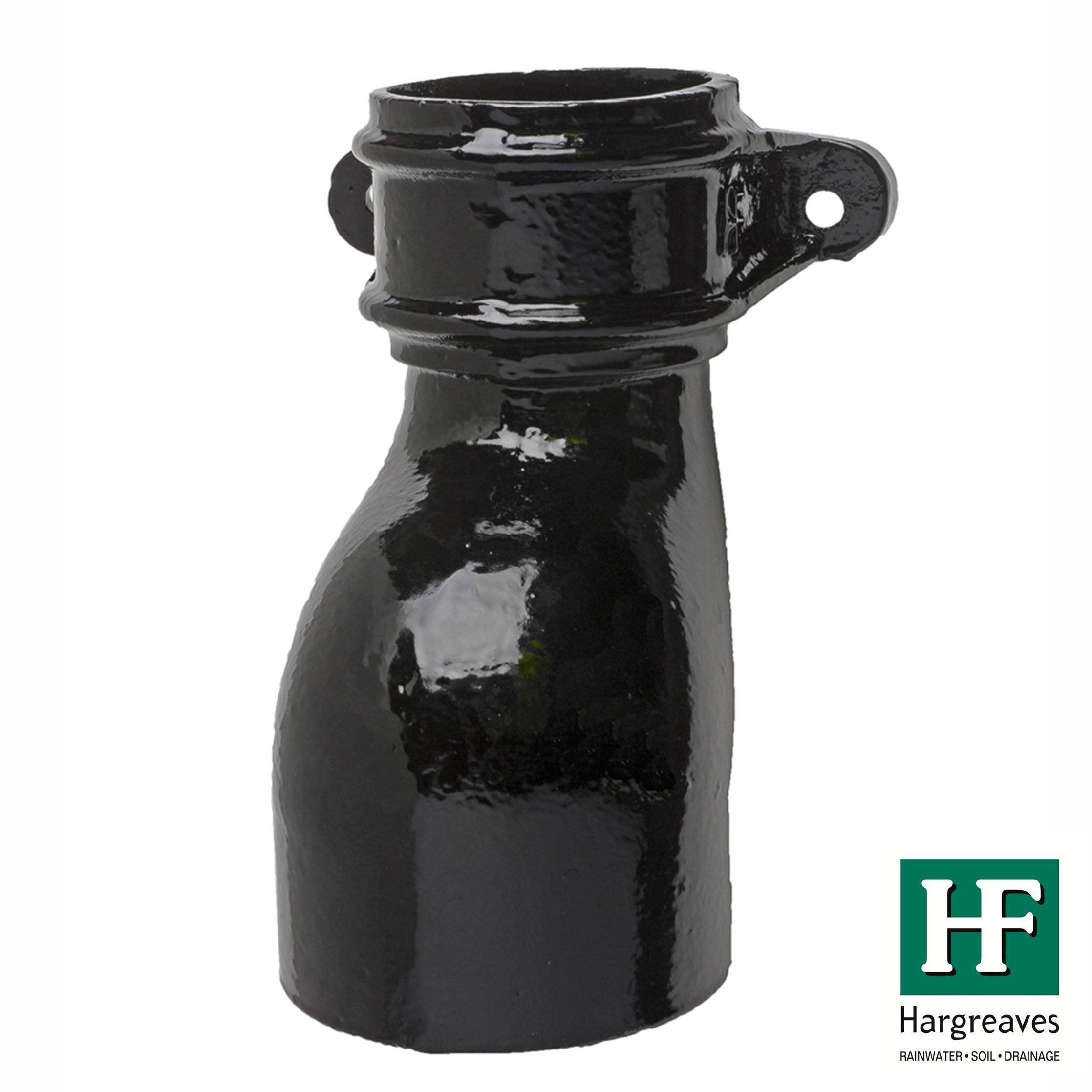 Hargreaves Cast Iron 100mm Eared Rainwater Anti-Splash Shoe  - Painted Black