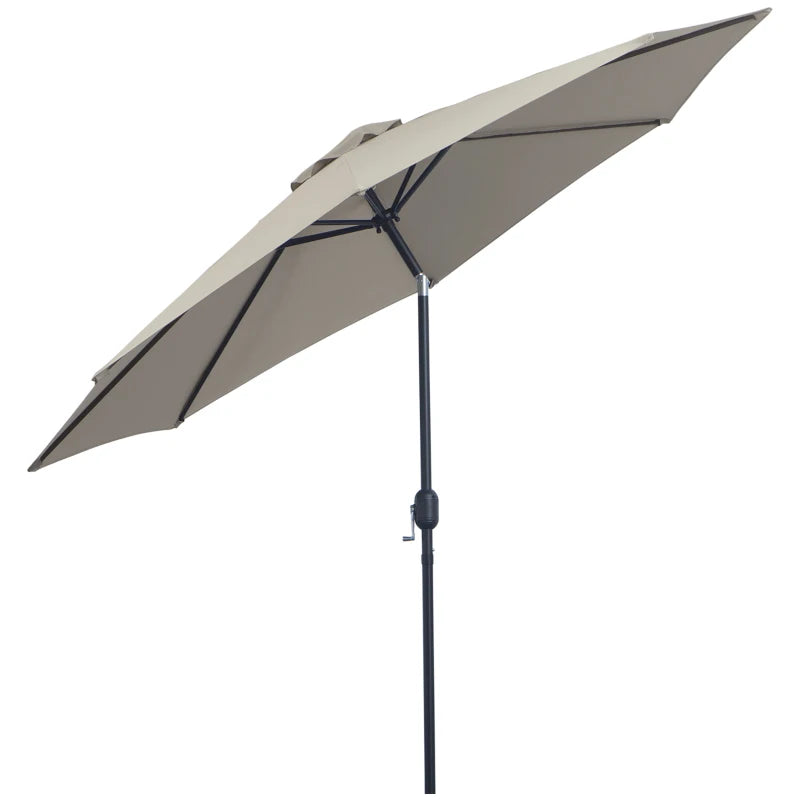 Light Grey 3m Tilt Garden Umbrella with Crank Handle