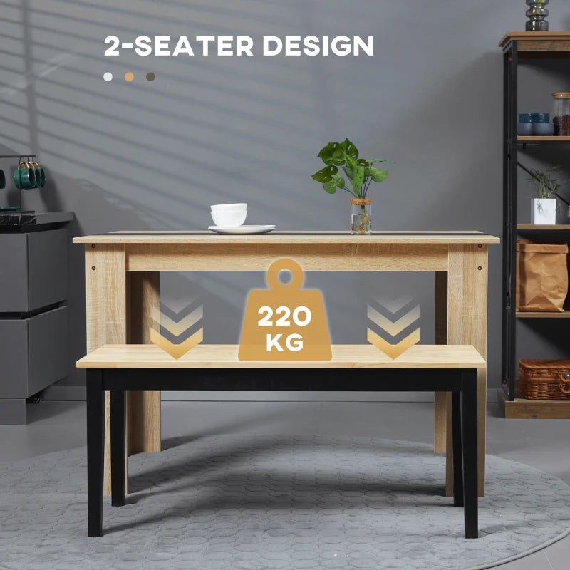 Stylish 102 cm Black Wood Dining Bench for 2 - Perfect for Kitchen, Dining Room, or Entryway Seating