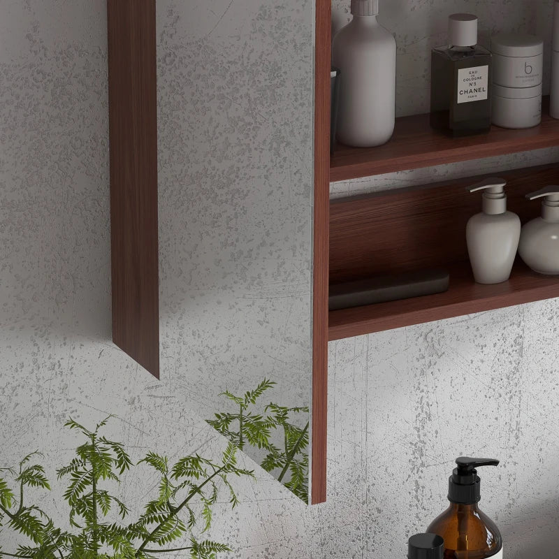 Double Door Wall Mounted Bathroom Mirror Cabinet Soft Closing Storage 63L x 60Hcm